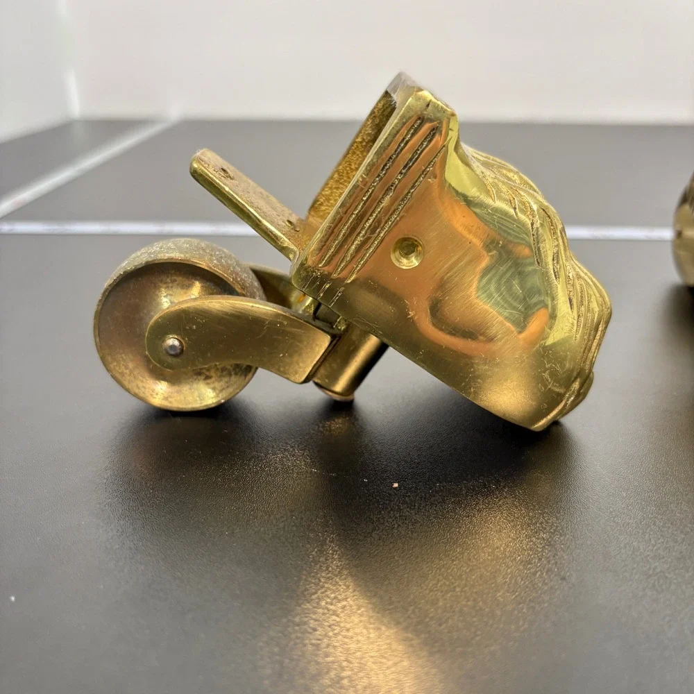 Vintage Furniture Casters OS Gold Brass Lion Paw Feet F285 Set of 4 Home Decor - Picture 4 of 16